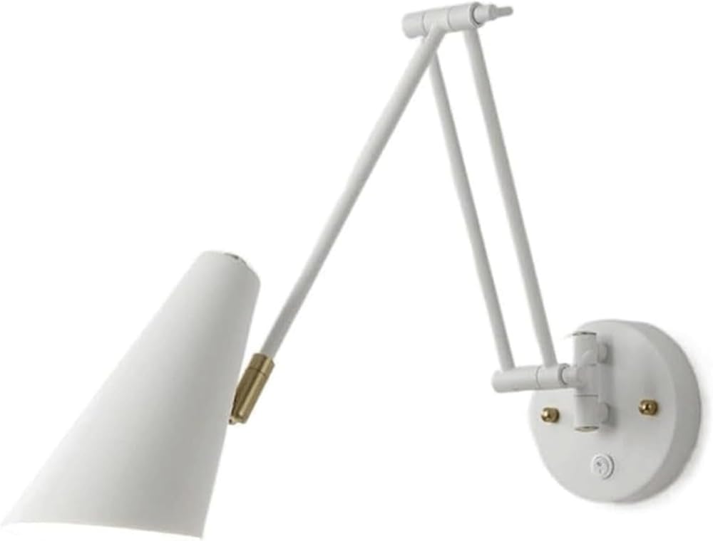 Wall Sconces Swing Arm Spotlight Wall Light Industrial Long Arm Wall Lamp Modern Rotatable Folding Wall Sconce with On/Off Switch for Farmhouse Bedroom Bedside Reading Lamps(A-White,Dimmer Switches)