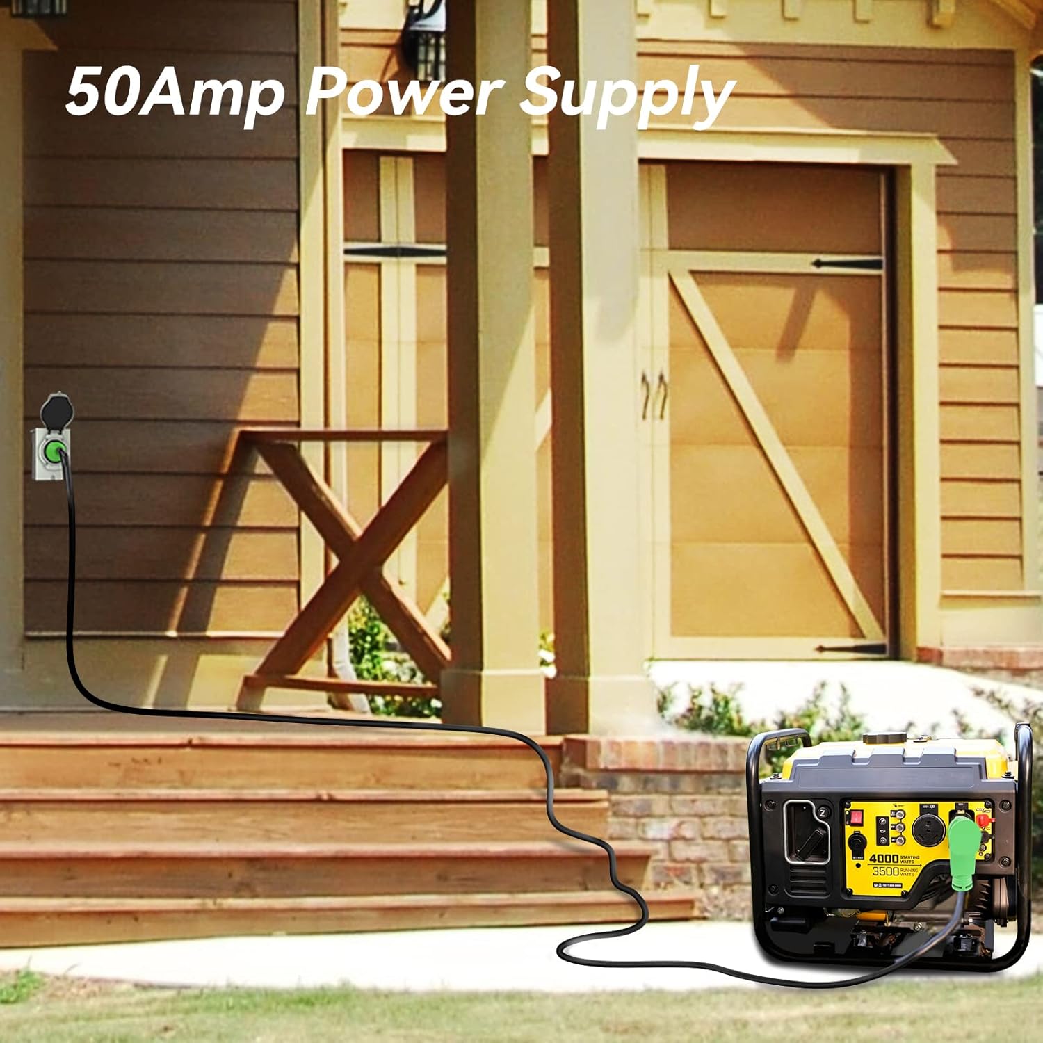 RVMATE 50 Amp 25 Feet RV/Generator Lockable Power Extension Cord, Easy Plug in Handle, 14-50P to SS 2-50R with LED Indicator, ETL Listed