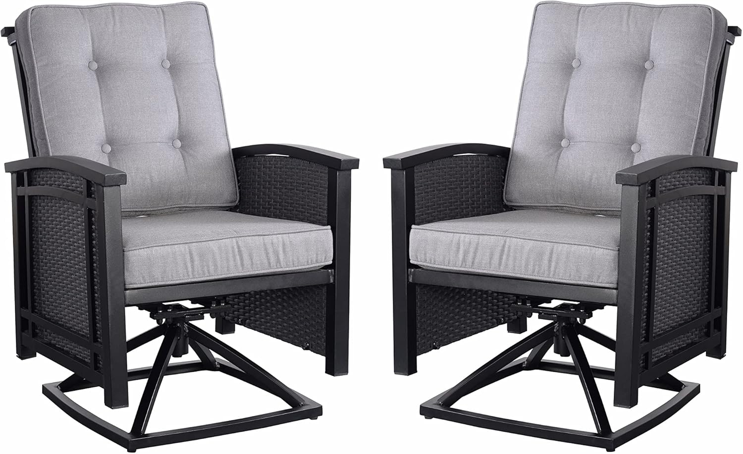 Pebble Lane Living 5 Piece Aluminum Patio Fire Pit with Swivel Rocking Cushioned Patio Chairs Set - Gray