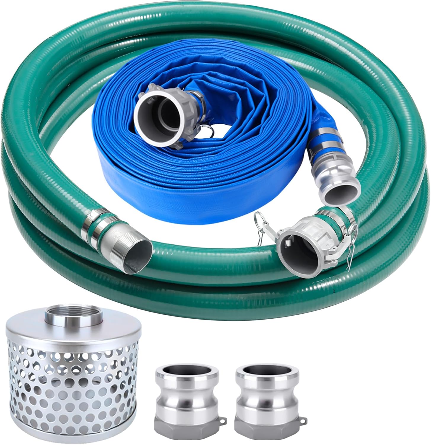 1 1/2 Inch Suction Hose Pump Kit for Water/Trash Pump Includes 1.5