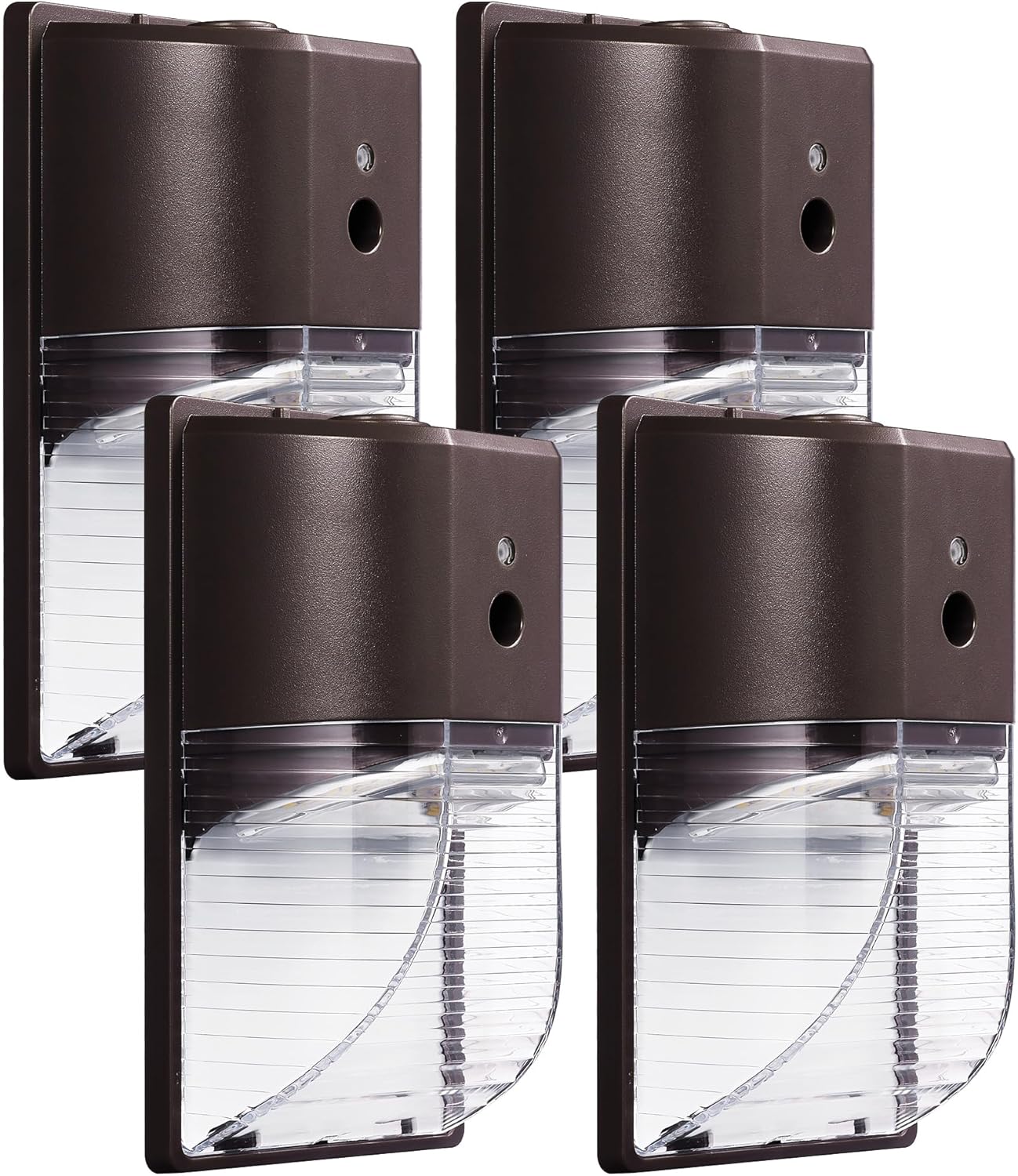 PARMIDA (4 Pack) Mini LED Wall Pack Light 26W Dusk to Dawn Photocell Sensor, 3000lm, 150W Equivalent, IP65 Waterproof, 5000K, ETL, 100-277VAC Outdoor Wall-Mount Area Exterior Security Lighting, Bronze