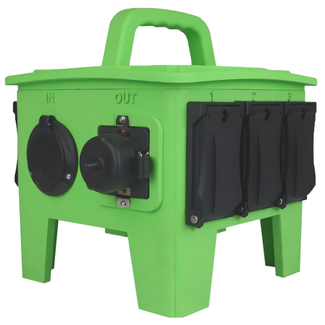 Power Distribution Box with 50A 125/250V CS6375 Inlet, 50A 125/250V CS6369 Outlet, & 6 20A 125V Duplex GFCI Receptacles