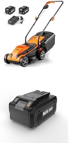 Bundle of LawnMaster CLM2413A Cordless 13-Inch Lawn Mower 24V Max with 2X4.0Ah Battery and a Charger + LawnMaster 24LB4005-CN 24V 4.0Ah Battery Suit 24V / 48V Cordless Machine