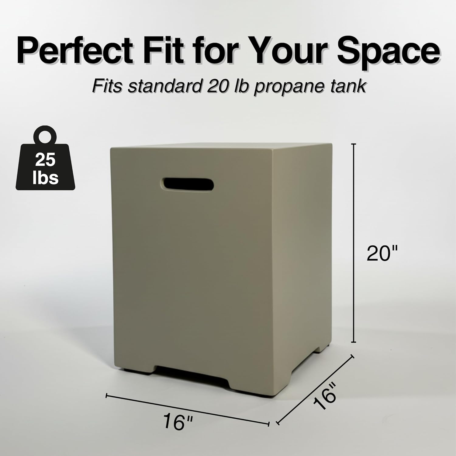 Propane Tank Cover 16-Inch, 20 LB Outdoor Tank Storage Hideaway Side Table for Gas Fire Pits, Light Concrete Tank Holder, Cement grey