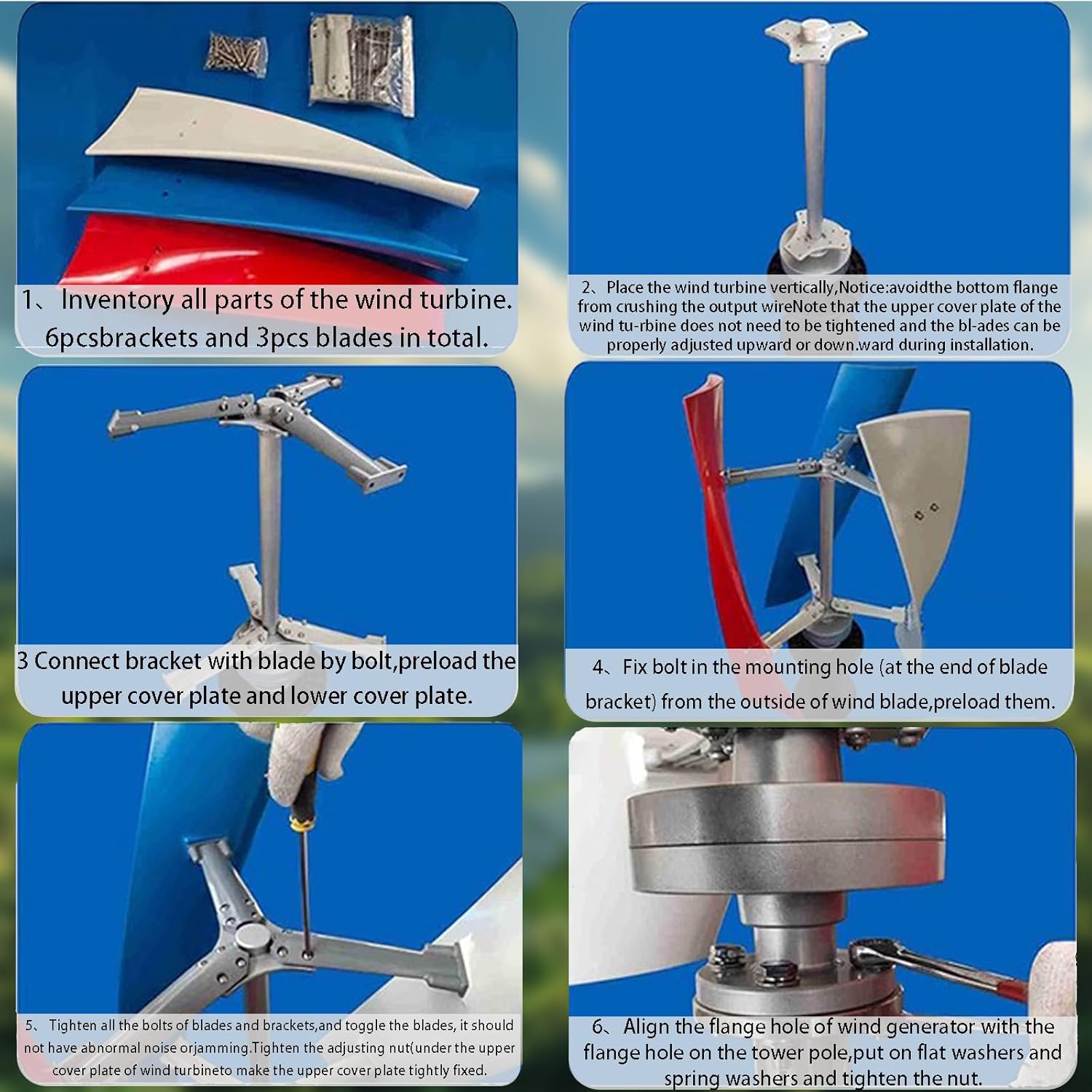 Vertical Axis Wind Turbine Generator 2000W with Controller for Home Street Lighting ，3 - Blades Helical Magnetic Levitation Shaft， Ideal for Home,RV，Factory, Street Lighting