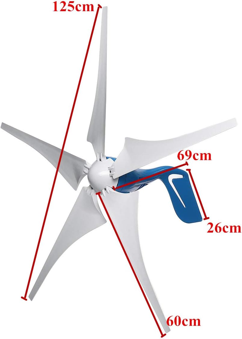 4000W Wind Turbine Generator 24V 12V with 5 Blades Hybrids Controller Developed Small Windmill for Home Use