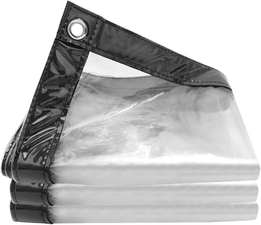 Rainproof PVC Canopy Cover Durable Clear Roll-Up Enclosure for Patio Deck Camping and Outdoor Protection(19.6 * 36FT)