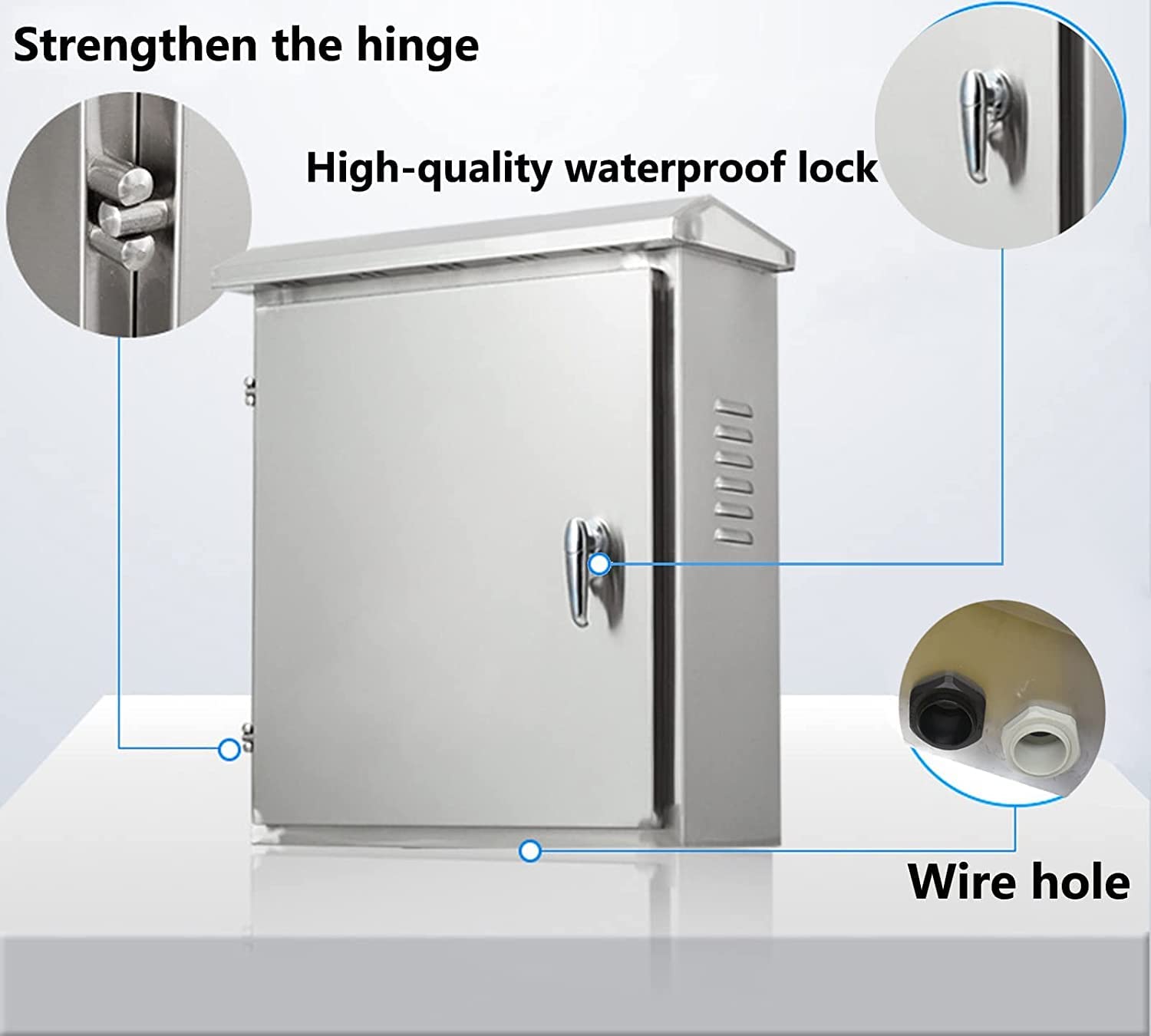 304 Outdoor Stainless Steel Electrical Box Enclosure, IP67 Waterproof Junction Box, Weatherproof Nema Enclosure Box, Wall-Mounted Project Boxes for Electronics with Insulation Mounting Plate