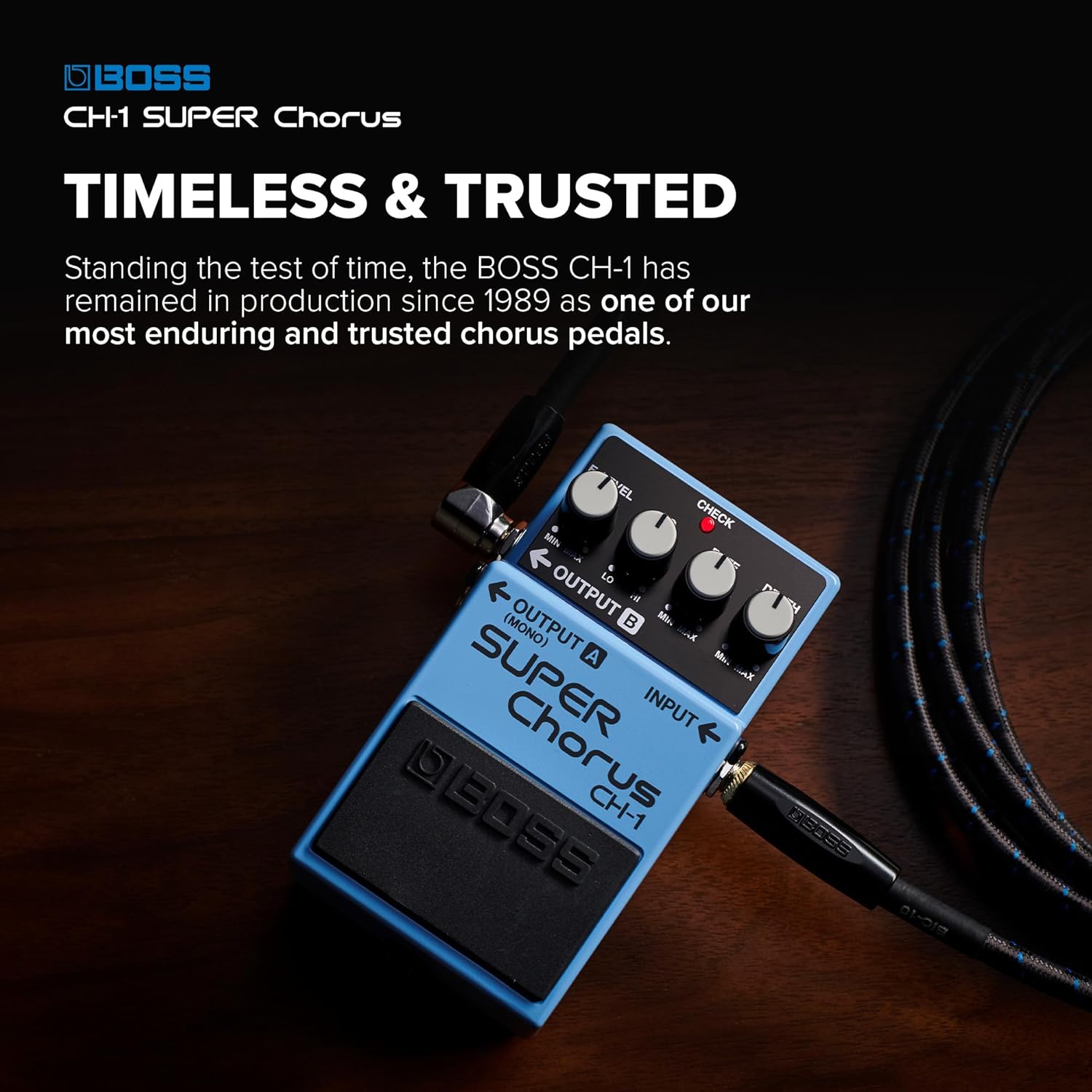 BOSS CH-1 SUPER Chorus | Classic Compact Chorus Effects Pedal | Cystal-Clear Tone for Guitar & Keyboards | Versatile Sound Shaping | Mono & Stereo Connectivity | Easy-to-Use Controls