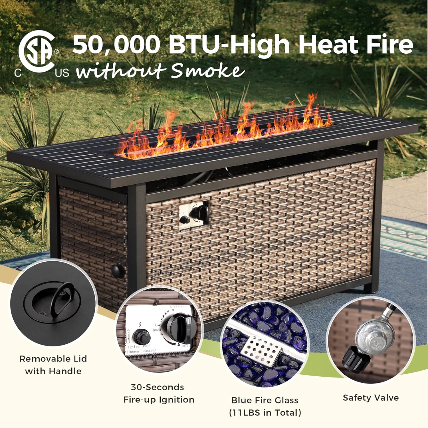 Patio Furniture Set, 6 Pcs Wicker Outdoor Conversation Set, 2 x Single Chairs, 1 x 3 Seater Sofa and 2 x Ottoman with 4