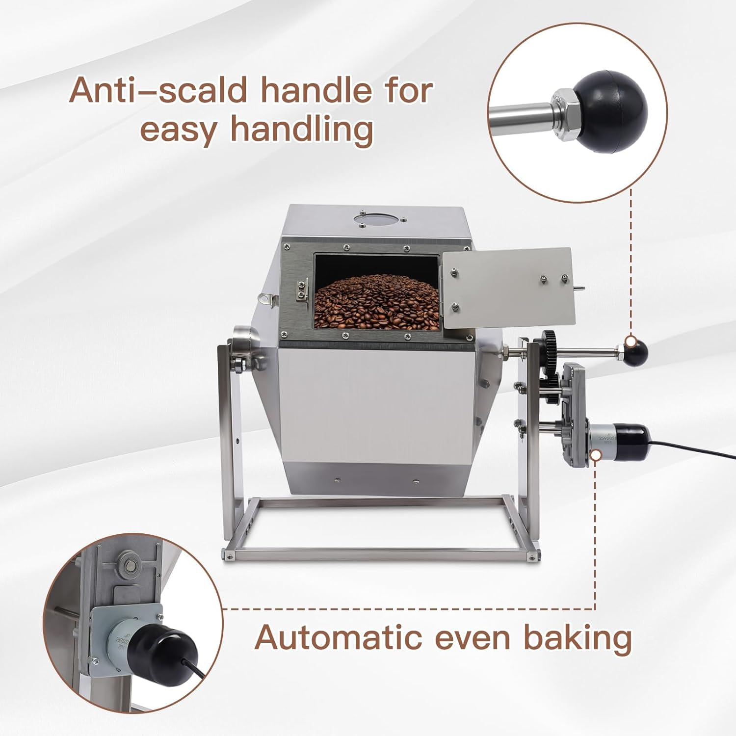14.5L Commercial Coffee Bean Roaster Stainless Steel Coffee Bean Baking Machine Automatic Rotary Gas Burner Drum Roaster Machine