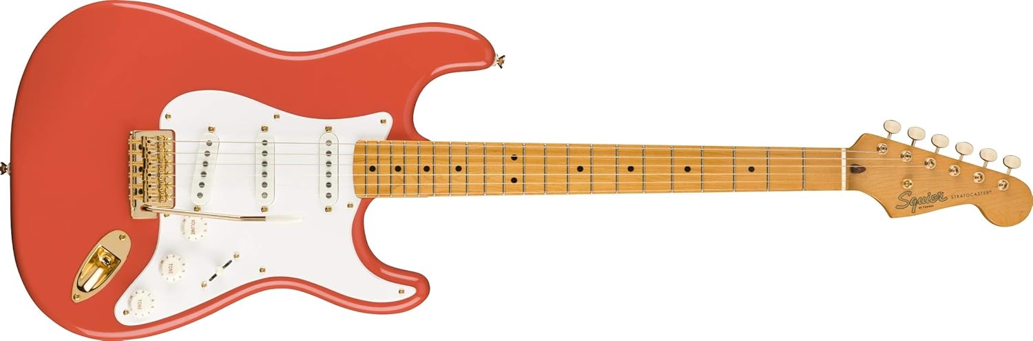 Squier Classic Vibe FSR 50s Stratocaster Electric Guitar, Fiesta Red, Maple Fingerboard