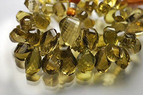 13 inch natural beads strand of 19-10mm faceted drop honey quartz gemstone briolletes beads for DIY jewelry - necklace, bracelet, earring, ring.
