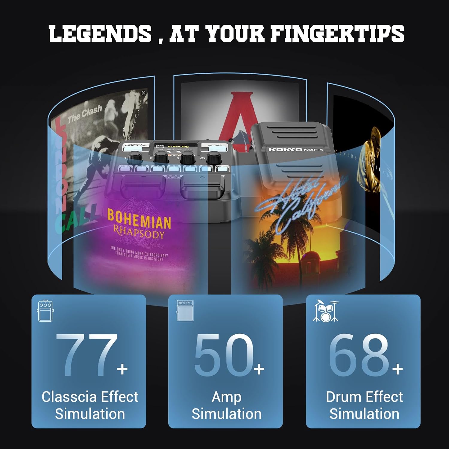 KMF-1 Guitar Pedal, Guitar Multi Effects Processor Pedal | Amp Modeling, IR Loading, Expression Pedal & Color Display | Portable Multi-Effects Unit for Live, Studio, Practice