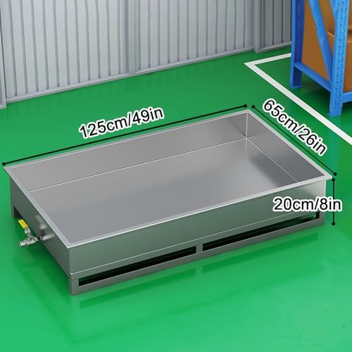 Leakproof Stainless Steel Drain Pan with Drain Valve - Oil Drum & Washing Machine Containment Tray - Elevated Design for Easy Drainage & Spill Protection