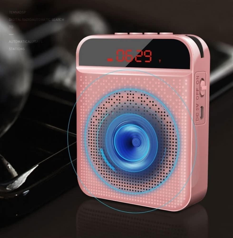Portable Voice Amplifier with Headset Microphone, Personal Speaker Mic Rechargeable Ultralight for Teachers, Elderly, Tour Guides, Coaches, Presentations, Meetings and Outdoors (Color : Pink)