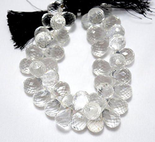 13 inch natural beads strand of 10x12-10x15mm faceted drop crystal quartz gemstone beads for DIY jewelry - necklace, bracelet, earring, ring.