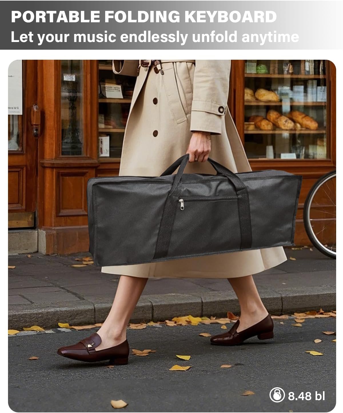 AiJoy ASP-10F 88 Key Piano Keyboard with Semi-Weighted Keys Portable Folding Piano, 128 Tones, Speakers, USB-MIDI, Carry-Bag, Sustain Pedal, Stand Electric Keyboard Piano for Beginners, White