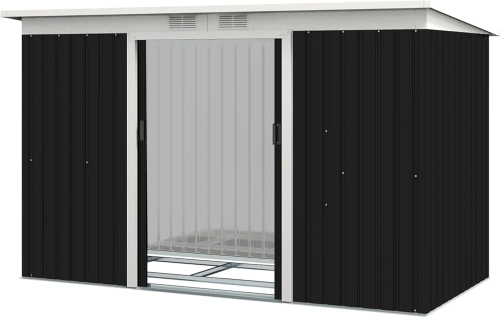 Garden Storage Shed 9' x 4' Tool House with Double Lockable Doors for Backyard, Patio, Lawn, Garage(Gray)