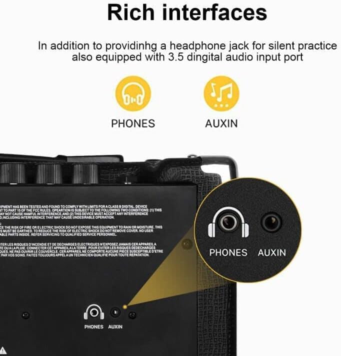 TS112 Bass Guitar Amp 30W Electric Guitar Bass Combo Amplifier with Onboard Clean and Distortion Overdrive Dual Tone Switching Practice.