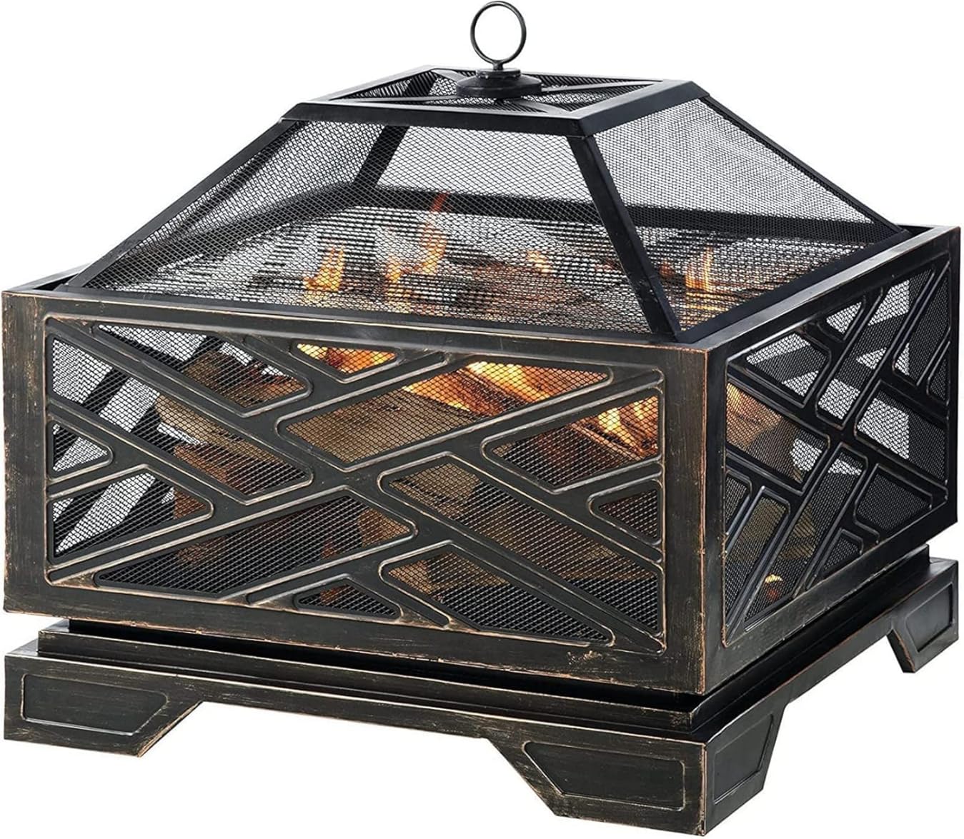 Garden Fire Pit Outdoor Party BBQ Fire Pit - 26Inch Large Bonfire Patio Party BBQ Fire Pit Metal Stove Outdoor Fire Pit,Mesh Grill Barbecue Rack