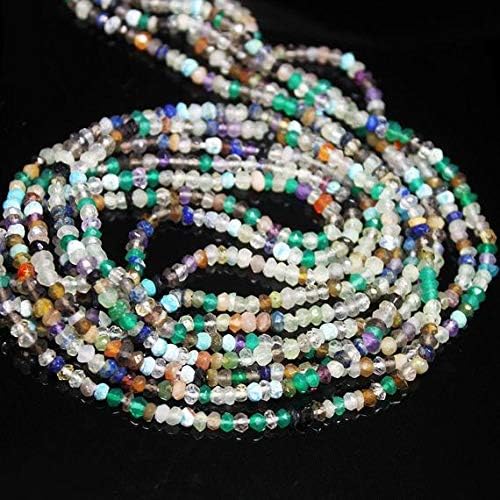 natural multi mixed gemstone fancy faceted rondelle micro gemstone craft loose beads strand 13