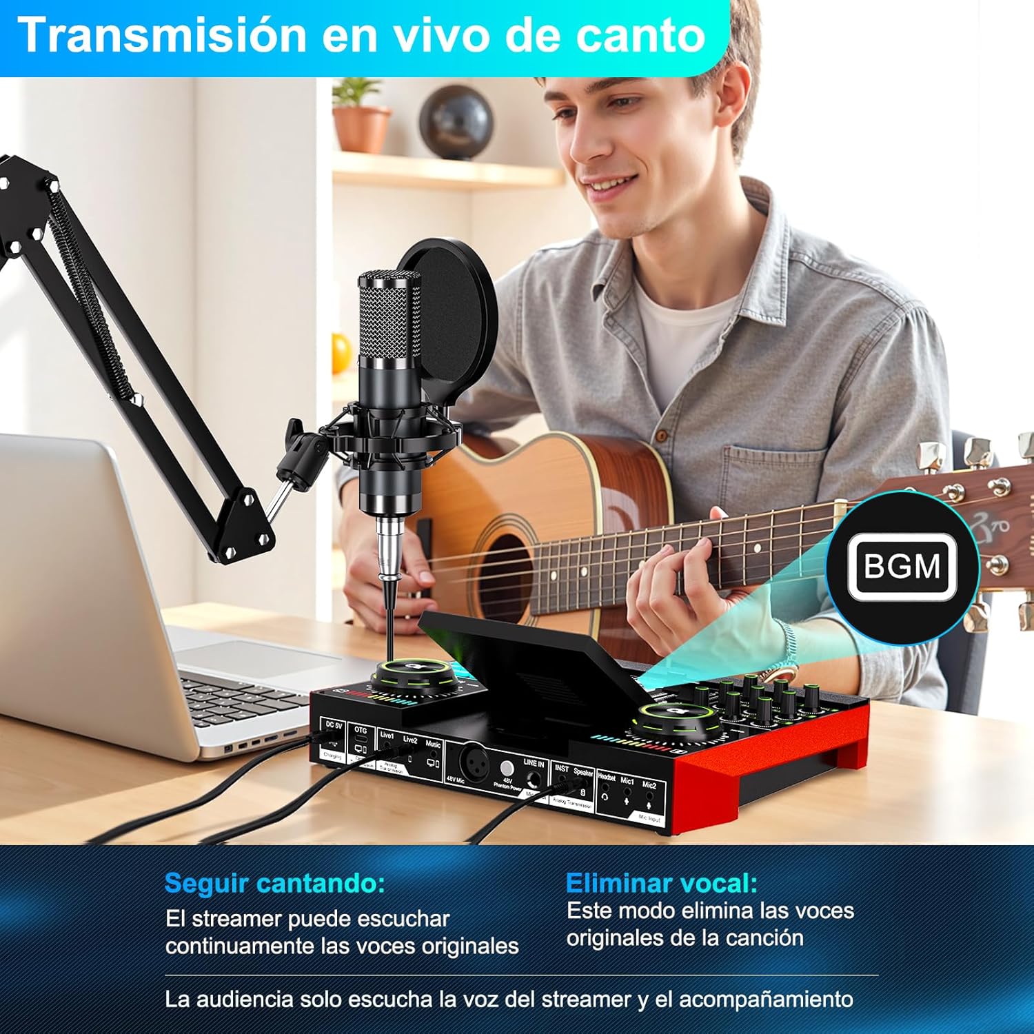 Podcast Equipment Bundle with 3.5mm Condenser Microphone for Pc/Phone Live Streaming Singing Gaming, Podcast Microphone Bundle with Live Sound Board Audio Mixer Denoise,DJ Sets