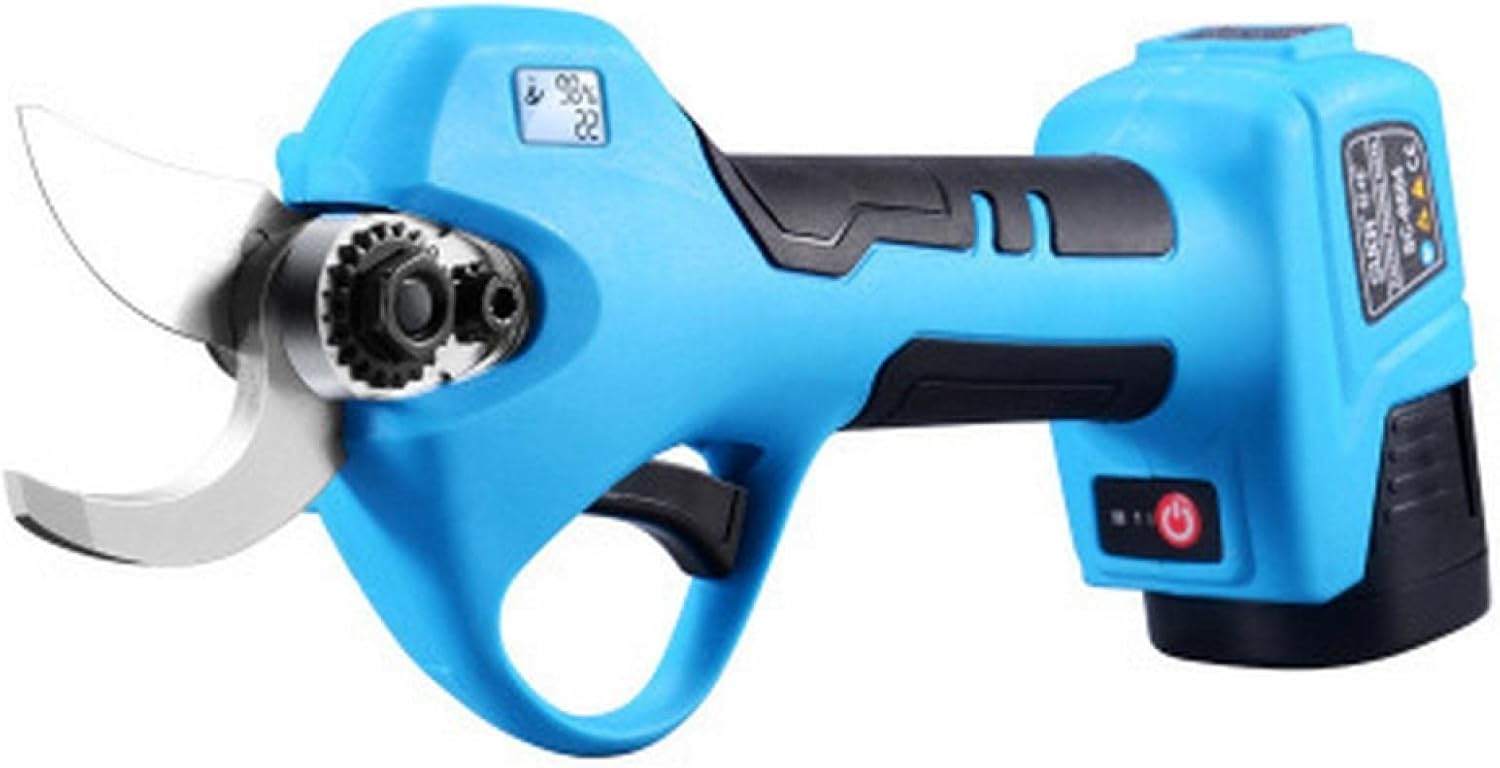 Electric Pruning Shears Cordless Pruner LCD Screen Garden Scissors Bonsai Fruit Tree Branches Cutter Lithium Battery Diameter Blue
