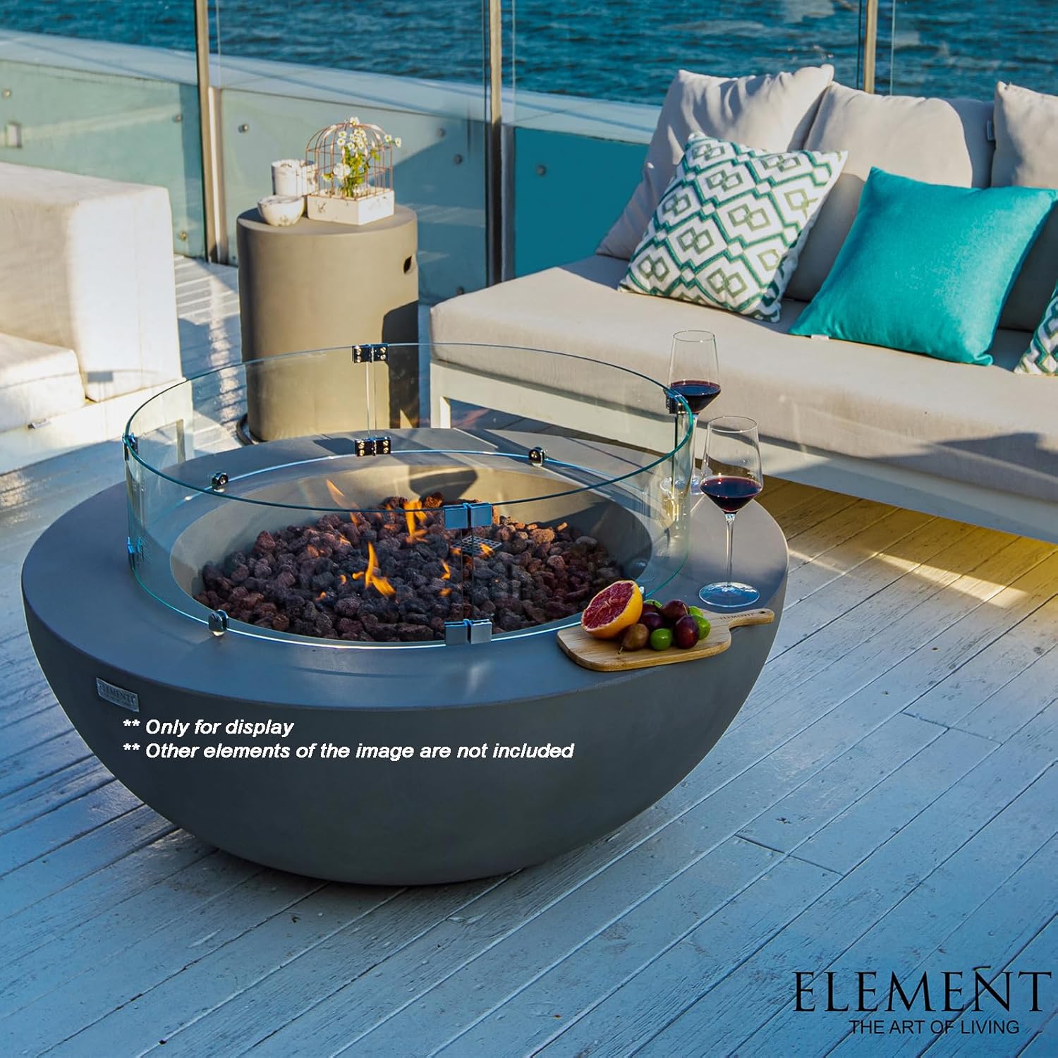 Window Shield for Elementi Lunar Bowl & Fiery Rock Fire Table & Ross Fire Table -OFG101-WS &OFG147-WS & OFG127-WS