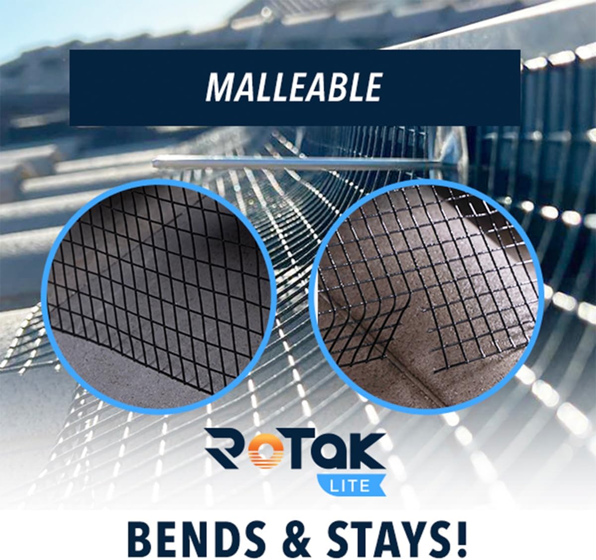 ROTAK Critter Guard - 8in x 100ft Solar Panel Bird Guard with Fastener Clips - Galvanized Black PVC Coated ½ inch Wire Roll Mesh (6