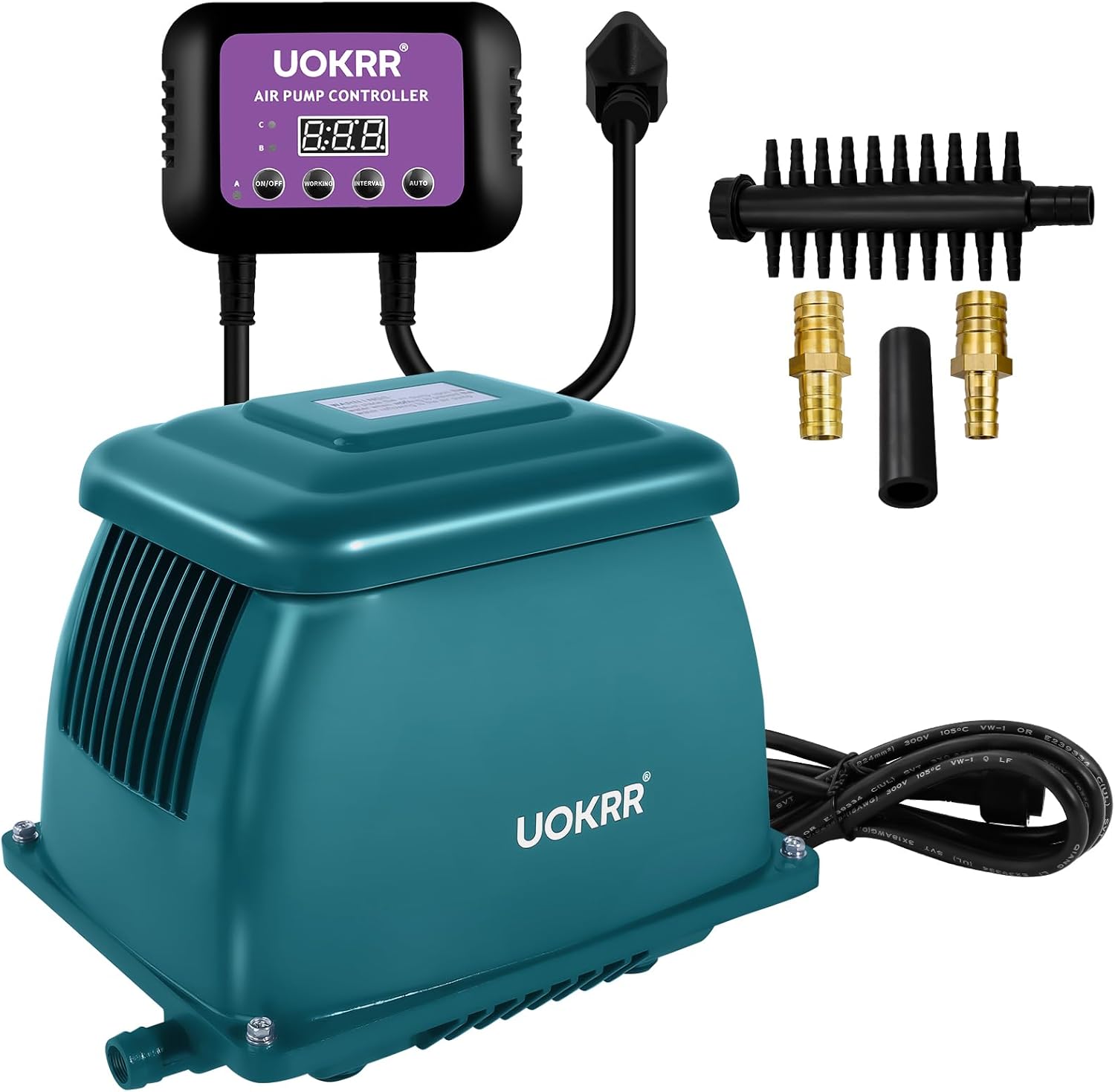 85L Septic Linear Air Pump w/Timer, Pond Aerator Septic Tank System Air Pump Outdoor, Koi Pond Hydroponic Air Pump for Ponds, Aquariums, Waste Treatment, Fish Farm, Seafood Restaurant