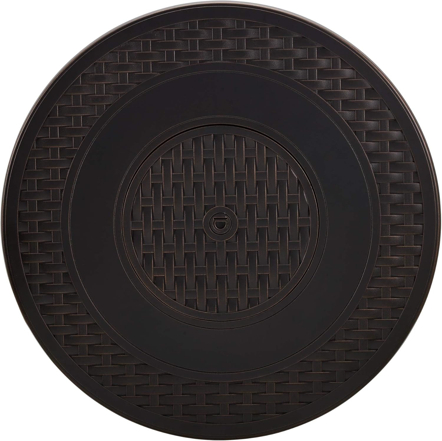 Hendricks Woven Aluminum Convertible Gas Fire Pit Table 37,000 BTU Multi-Functional Outdoor with Fire Bowl Lid, Nylon Weather Cover & Clear Fire Glass - Bronze Finish - Round - 34