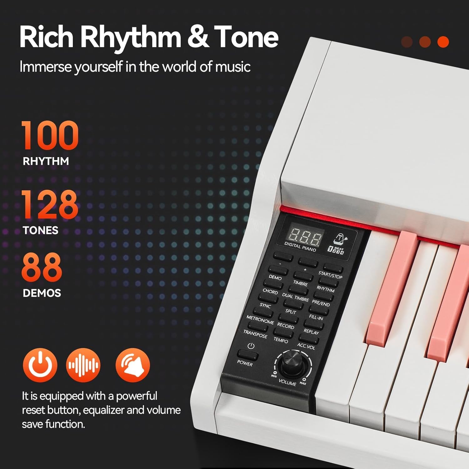 ZHRUNS 88 Key Weighted Keyboard Piano with X-Shape Stand, Sustain Pedal, Power Adapter & Sheet Music Stand - Home Digital Piano, White Pink