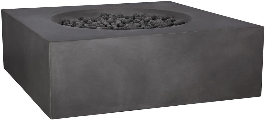 PyroMania Tao Outdoor Concrete Fire Table, 41 x 41 Inches - Propane Model in Charcoal Gray Color