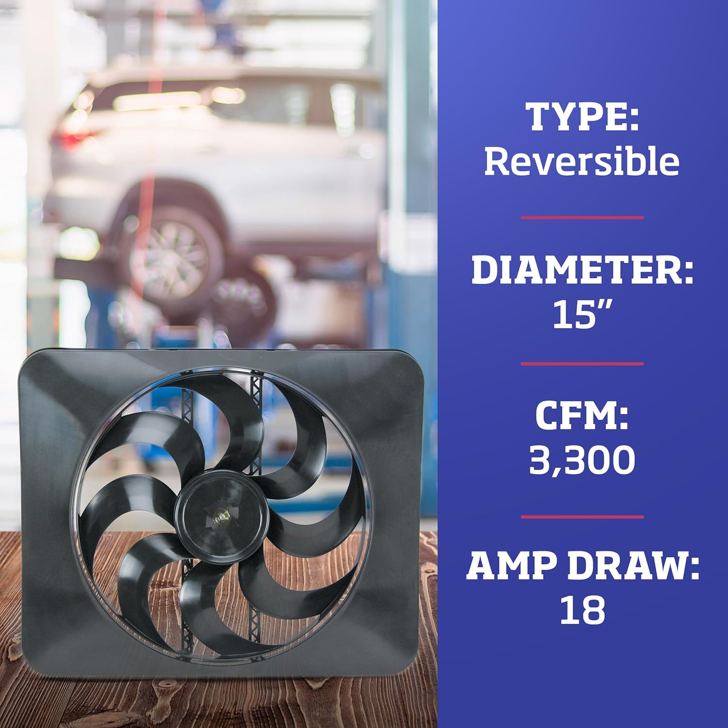 Black Magic X-Treme S-Blade Reversible Electric Fan, Pusher-Puller Fan (180), Car Accessories, 15 Inches