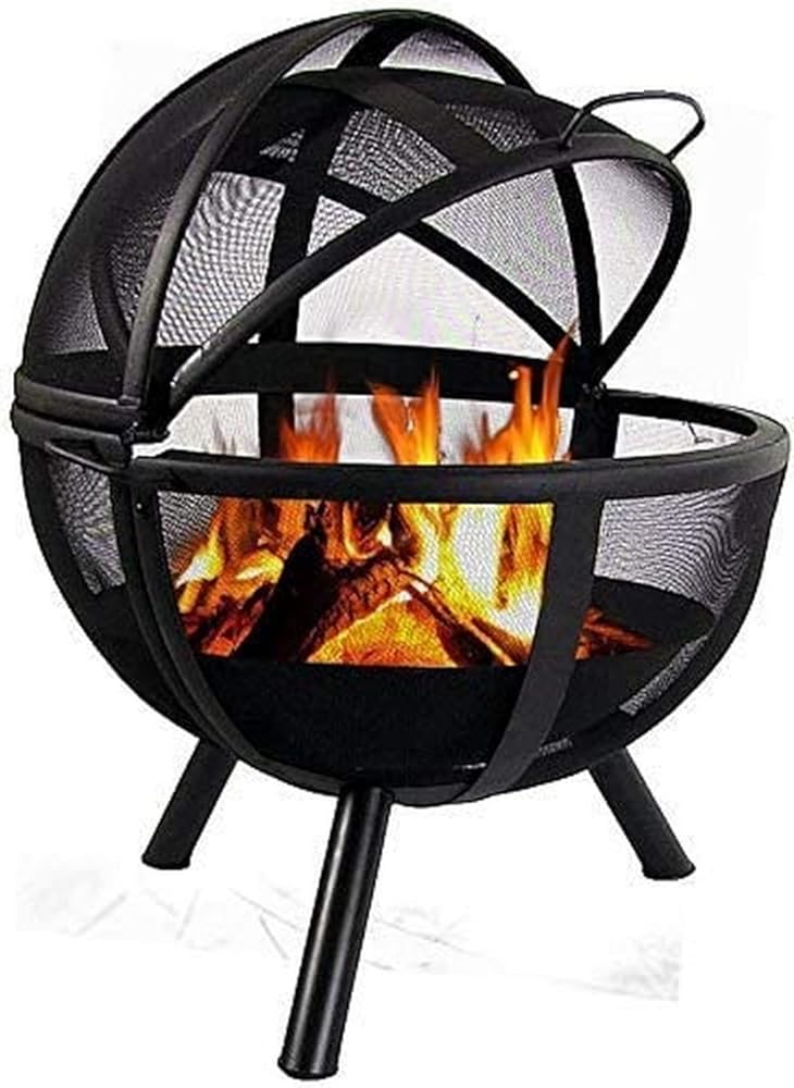 Garden Fire Pit Grill Bowl Grill Barbecue Rack Fire Pit, Multifunctional Fire Pit Outdoor 30 Inch Round Wood Burning Backyard and Patio Firepi for Camping Picnic Garden,Outdoor Fire Pits