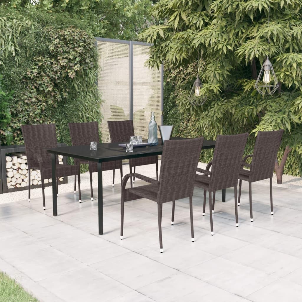Patio Set 7 Piece Patio Dining Set Brown and Black