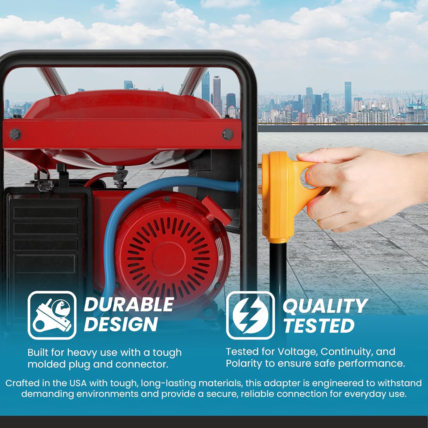 IronBox Electric TT-30P to L5-30R Adapter and Extension - 30A, 125V, 10/3 SOOW - Heavy Duty Plug Connector Adapter Cable - UL Listed Power Cord for Generator, Camper, RV, Travel Trailer & More (20ft)