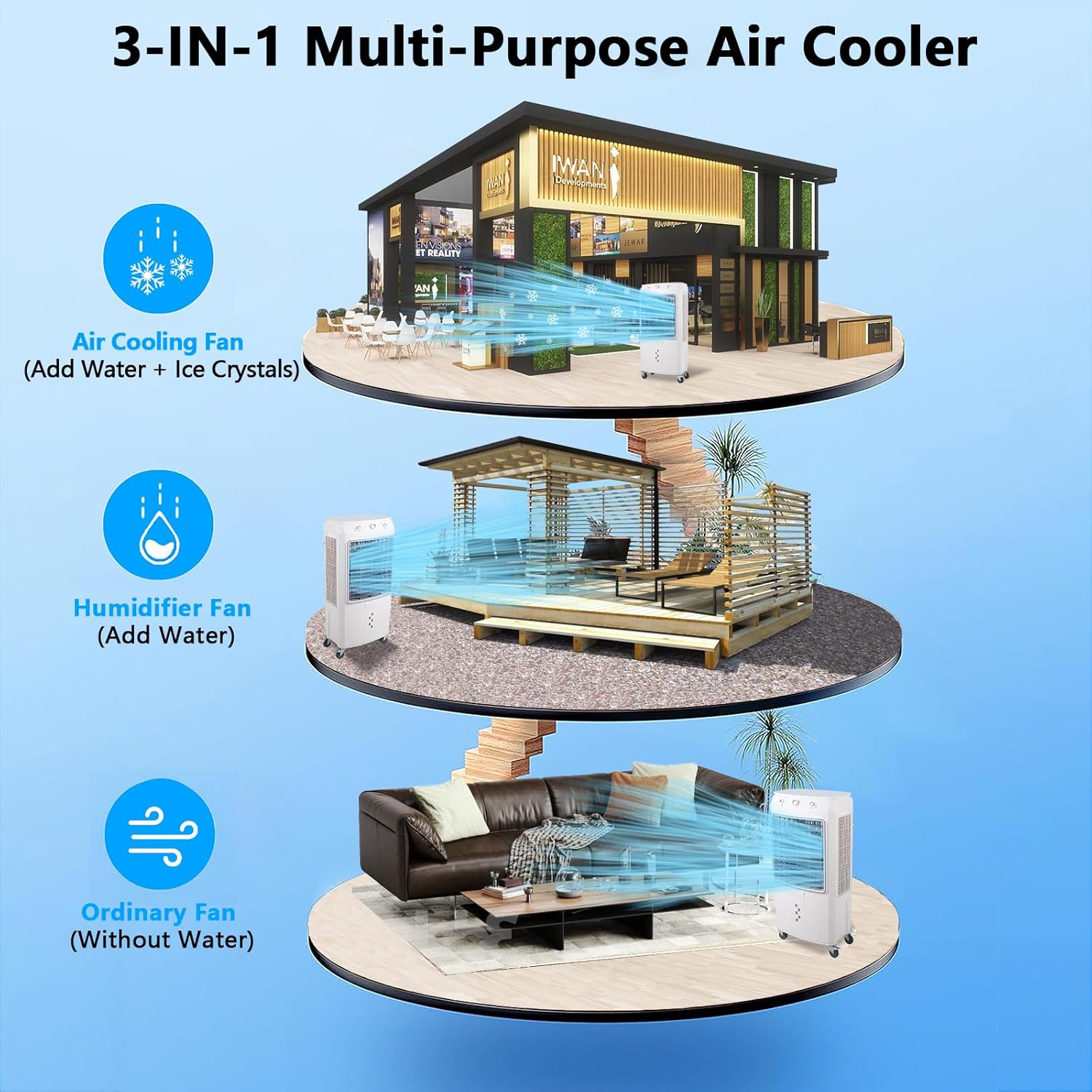 4100CFM 3-in-1 Swamp Cooler with Remote Control & 4 Ice Boxes, Portable Evaporative Air Cooler for Commercial Use, 15.8Gal Tank, 24H Timer & Remote Control, Indoor/Outdoor Cooling Fan
