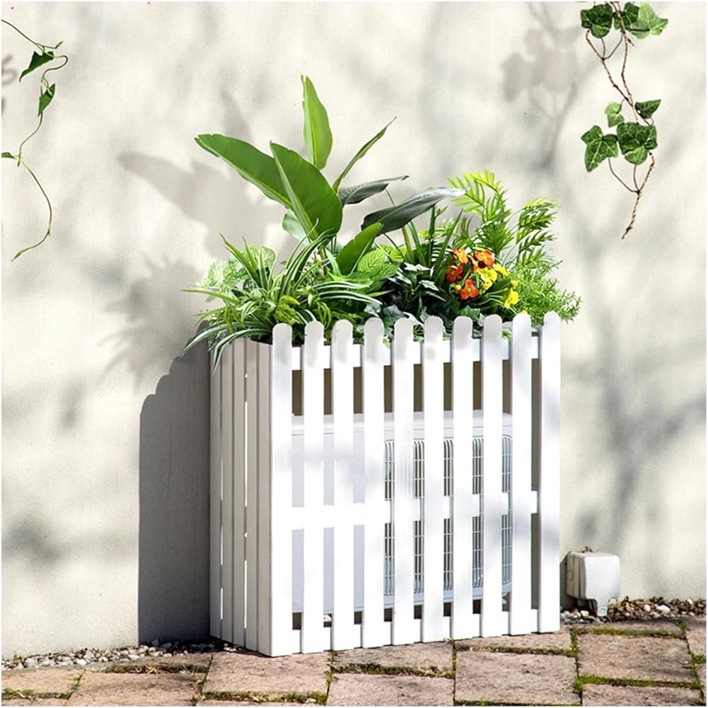 Outdoor Air Conditioner Cover for Outside Units Weatherproof Solid WoAir Conditioner Fence Screen for Outdoor Indoor Hide Privacy Orange Blue Grey White (Color : White, Size : 105x