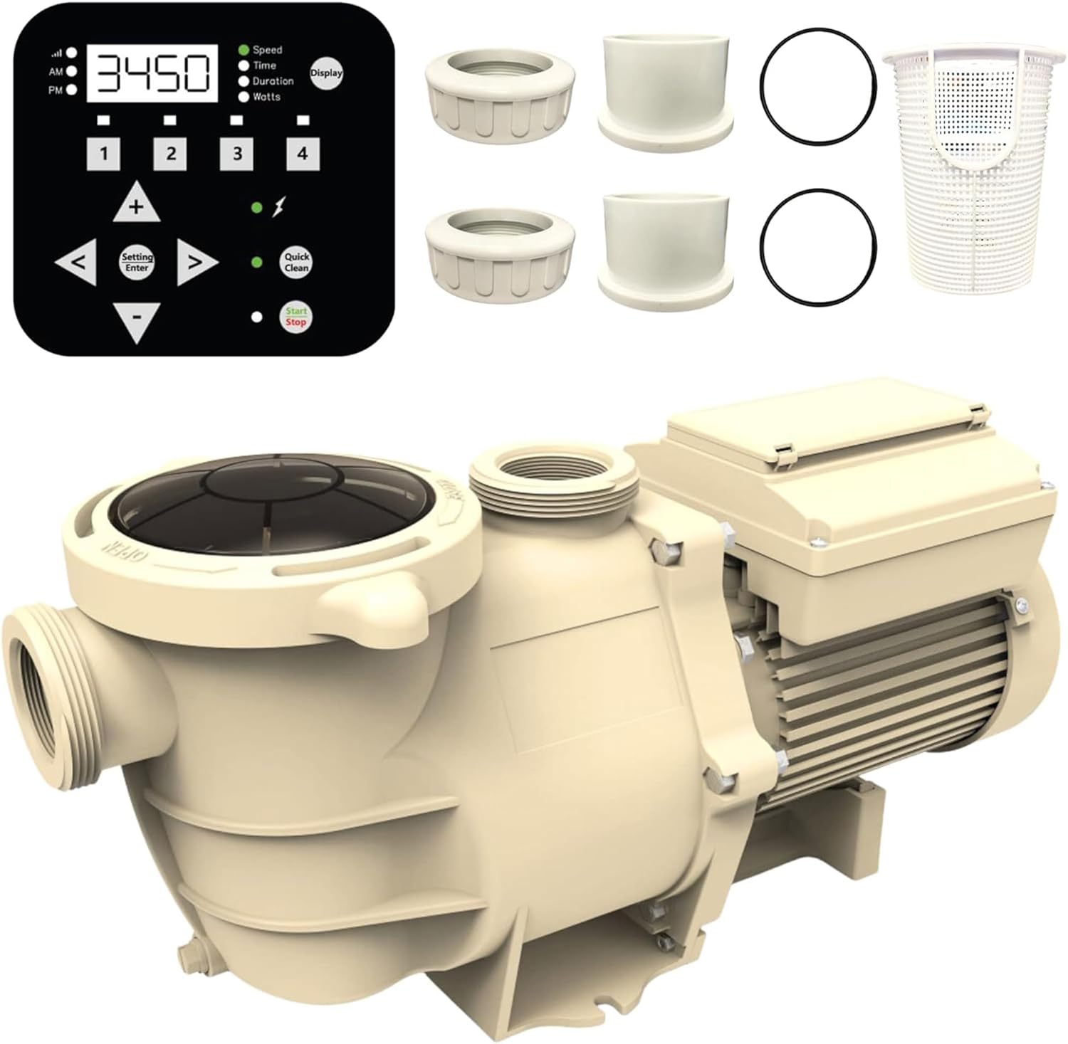 SWIMLINE HYDROTOOLS Variable Speed Swimming Pool Pump For Inground & Above Ground Pools | 1.5 HP, 6660 GPH Self Priming Filter Pumps | 230 V, LED Control Panel, 2-4 Flow Speeds, Strainer Basket, DOE