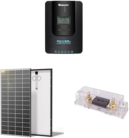 Renogy Charge Controller Rover 40 Amp 12V/24V DC Input MPPT for 320W Solar Panels & 200A Set w Holder ANL Fuse Auto Parameter Adjustable LCD Display Solar Panel Regulator fit for Lithium Battery