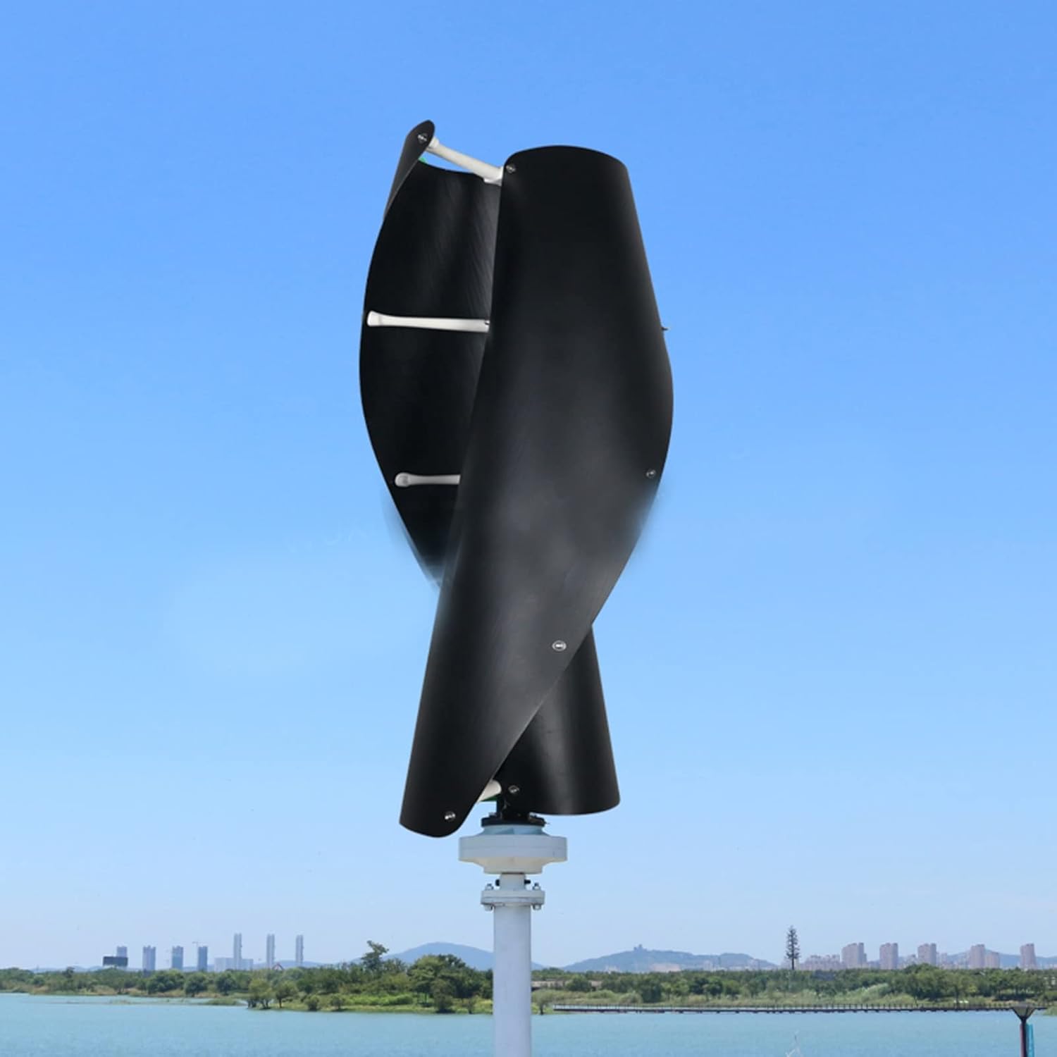 2KW 12V 24V 48V Maglev Off Grid System Home Wind Turbine Vertical Axis Wind Turbine Kit Breeze Start Wind Turbine (Color : Black, Size : 12v)
