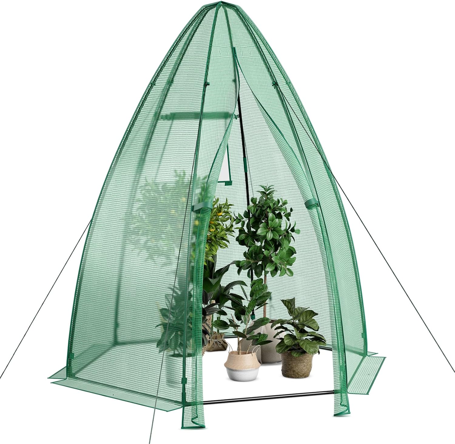 S AFSTAR Portable Mini Greenhouse, Garden Greenhouse W/ All-Weather PE Cover, Roll-up Door, Mesh Window, Outdoor Plant Green-House for Cold & Frost Protection, Garden Tent for Pot Plant