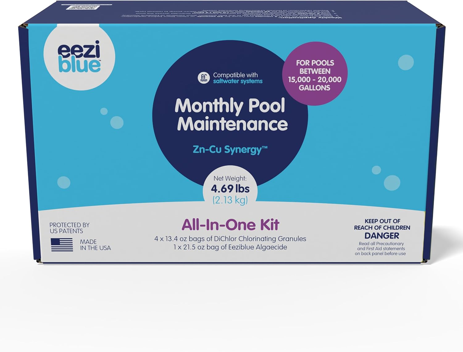 Eeziblue Clear4Weeks™ Monthly Pool Maintenance Kit Above Ground and In-Ground Swimming Pools (15k-20k)