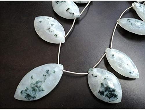 moss agate briolettes/faceted marquise/green moss agate/moss agate beads/ 16x24mm to 18x35mm/ 9 pieces