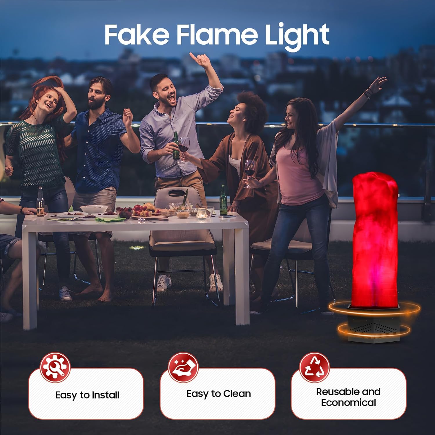 4.92ft Fake Flame Light with 36 LED Light, Red & Blue LED Flame Stage Effect Light Artificial Fake Fire Flame Lamp for Nightclub, Campfire Party, Special Holiday (1.5m/4.92ft, Type 1)
