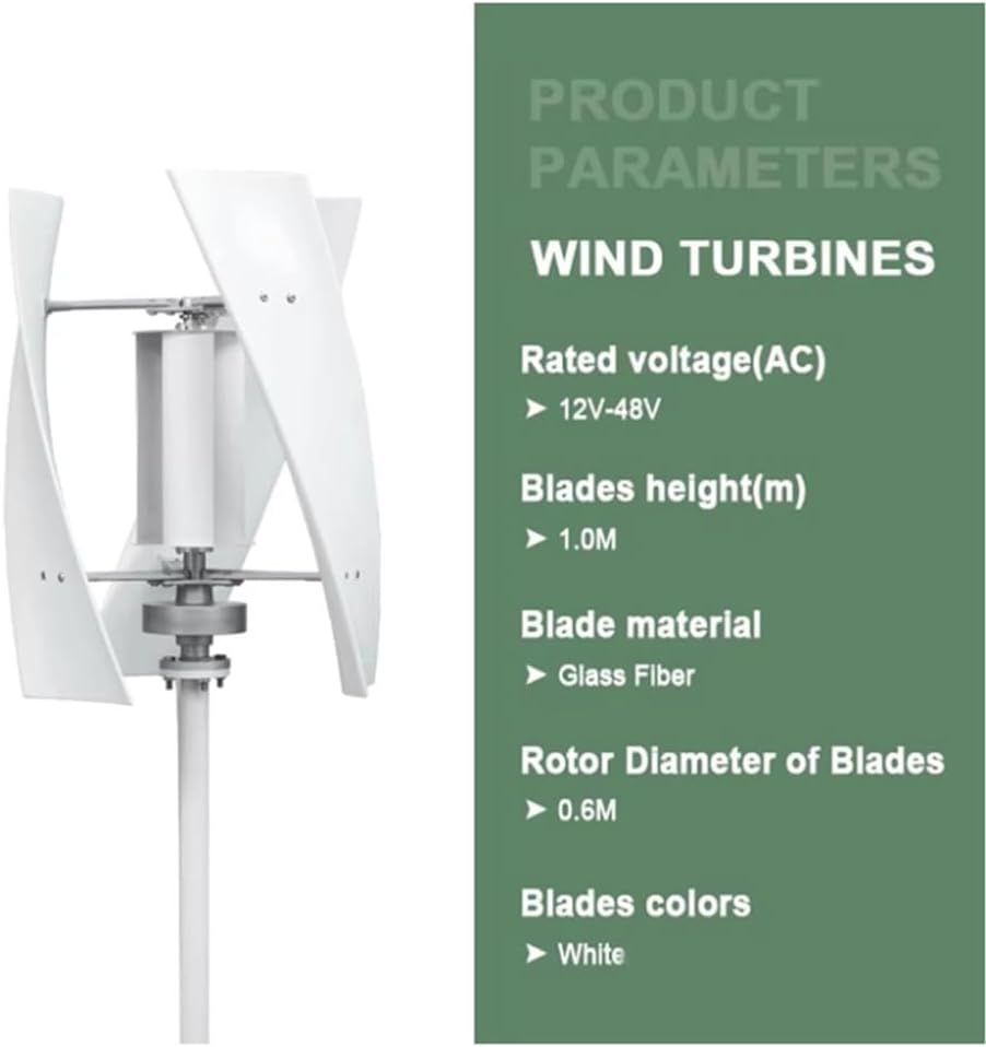 24v, 12000W Low Noise 3 Blades Magnetic Levitation Upright Wind Generator, 12V-220Vvertical Wind Turbine Householdwith Controller (White)