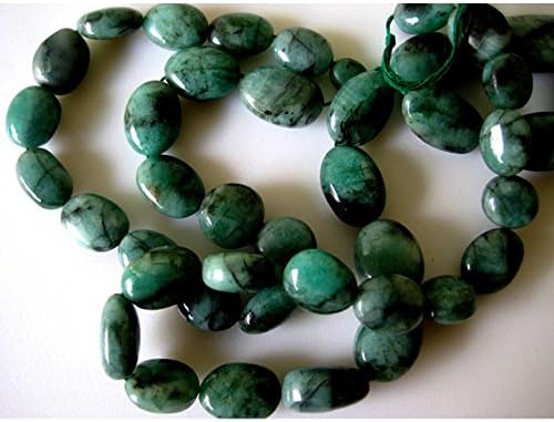 13 inch Natural Beads Strand of 12-10mm Smooth Oval Emerald Gemstone Beads for DIY Jewelry - Necklace, Bracelet, Earring, Ring.