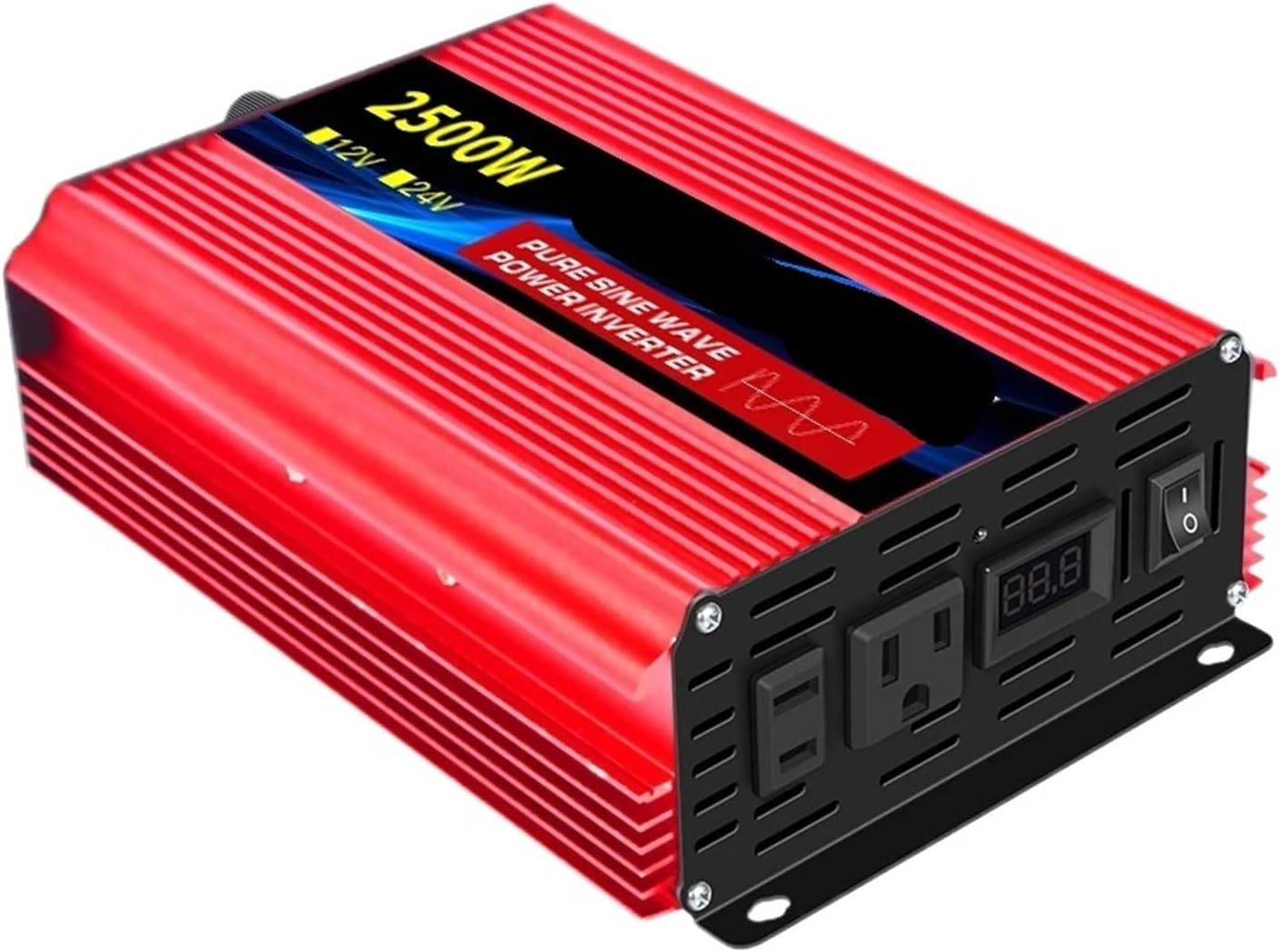Power Inverter 10000W DC 12V to AC 110V 60HZ Pure Sine Wave Inverter with LCD Display Remote Control 4AC Outlets(6000W 12V 110V 60HZ)